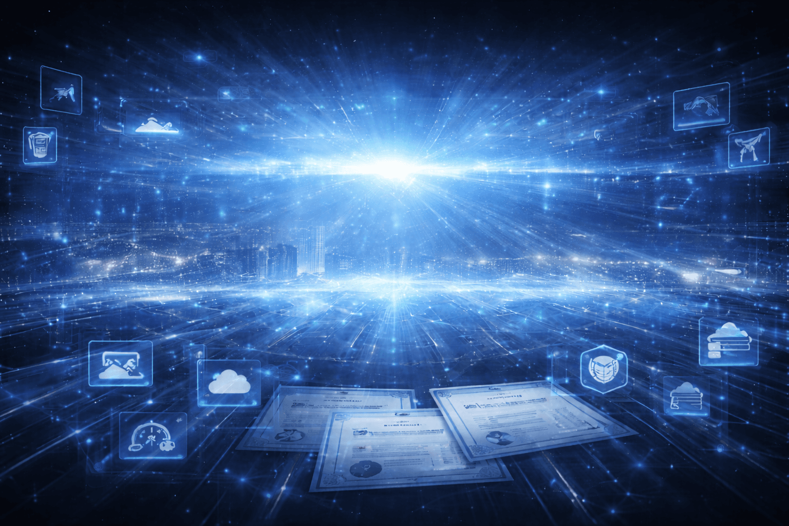 a multiple certificates on a wall