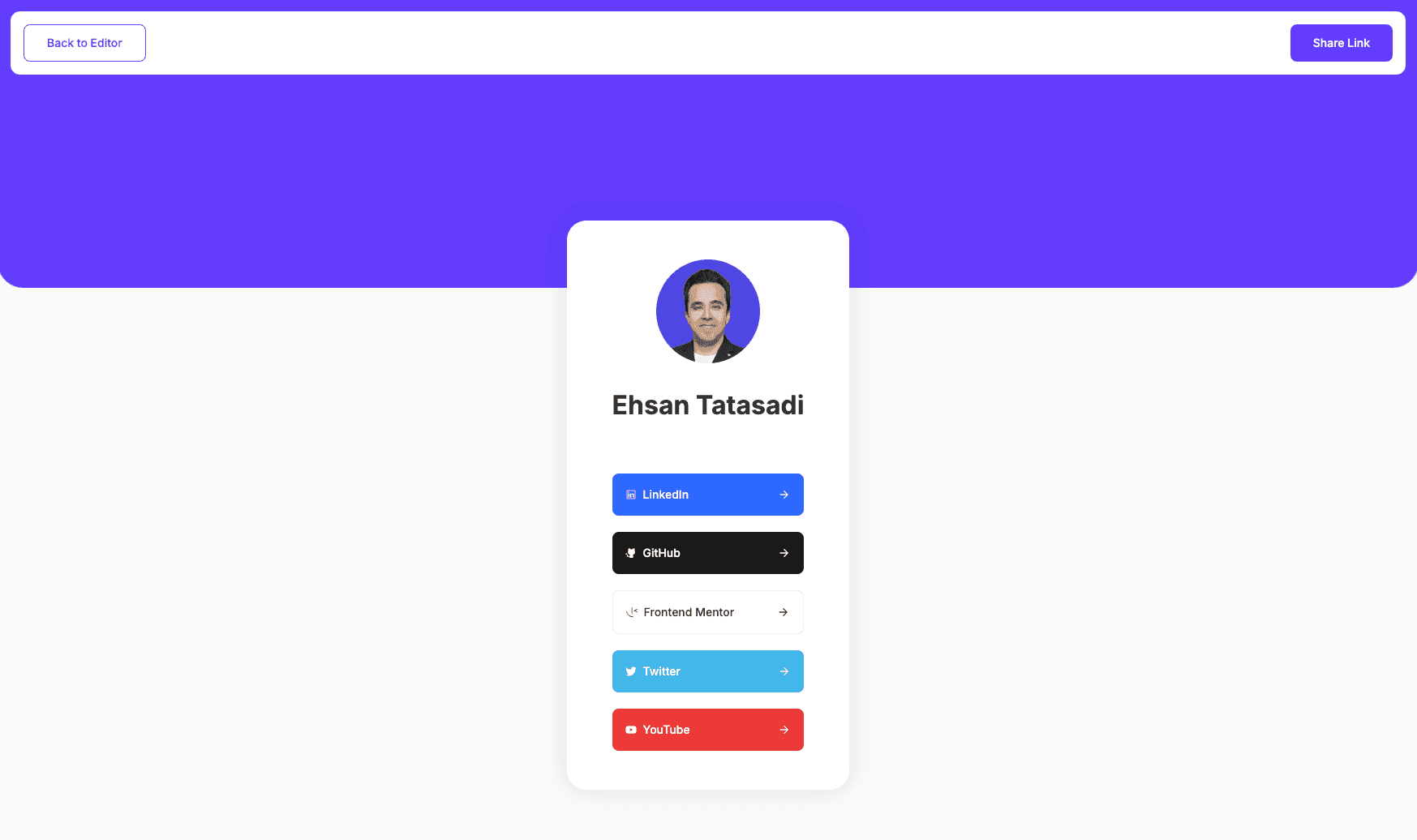 link sharing app screenshot