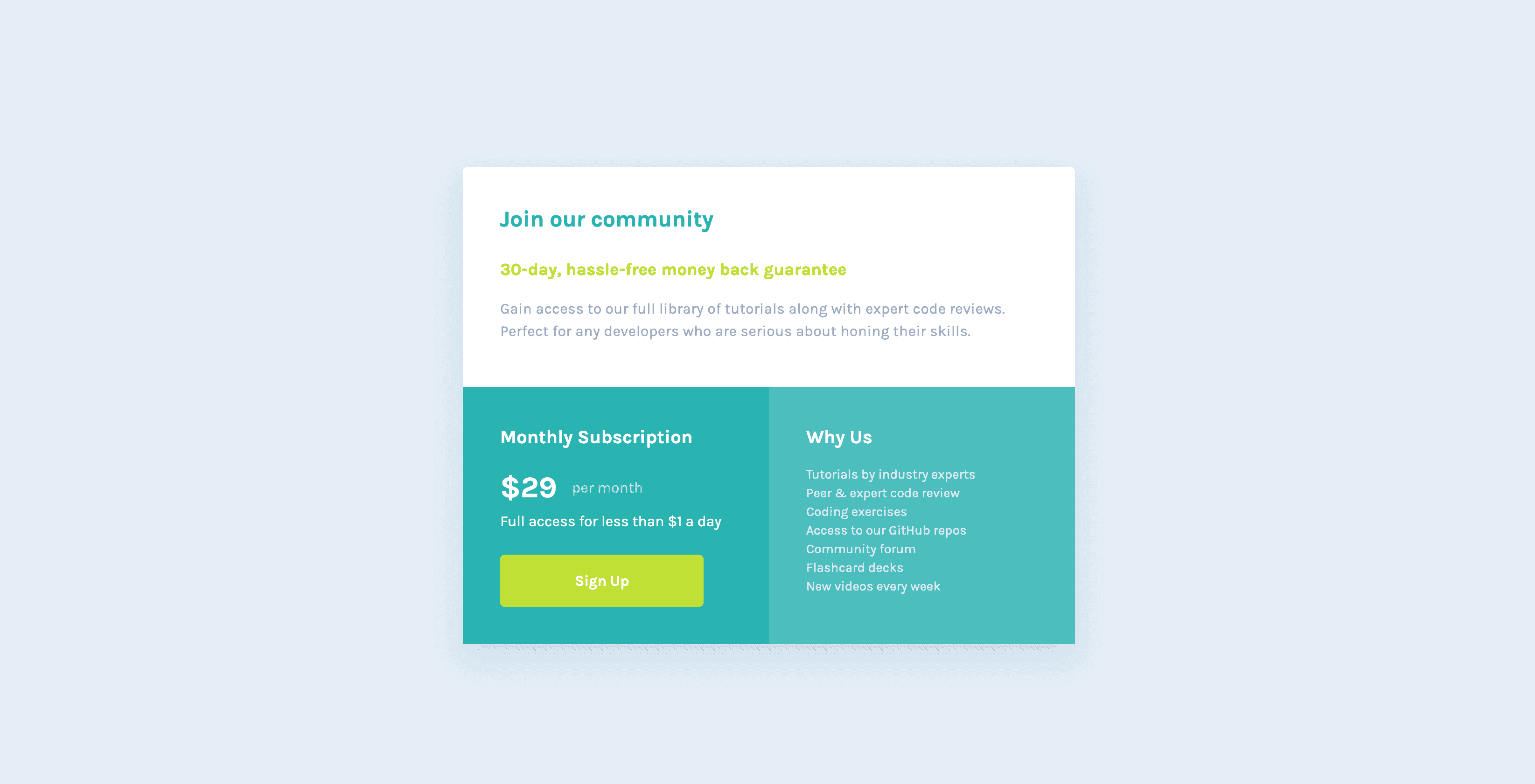 screenshot of single price grid component