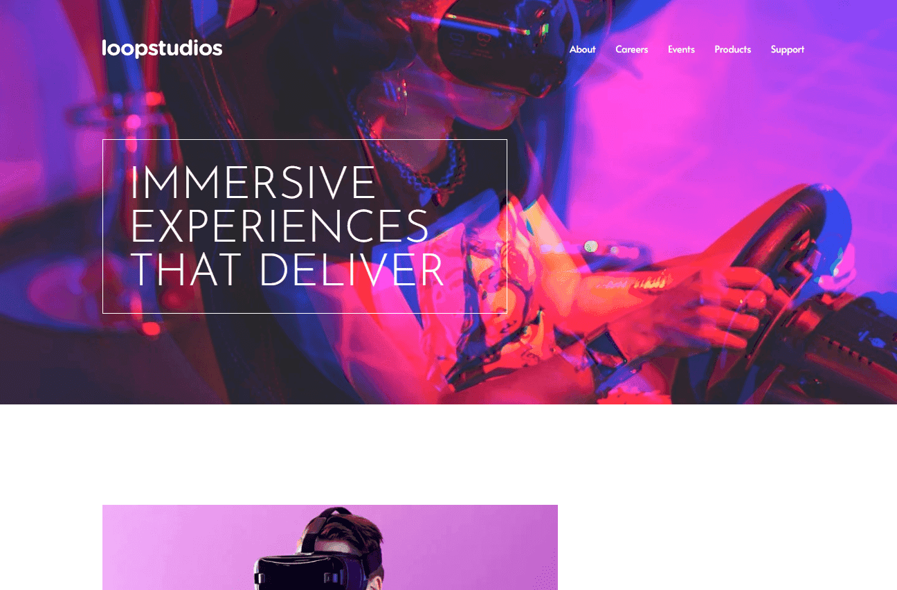 screenshot of loopstudios landing page
